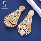 SISCATHY Geometric Cubic Zirconia Earrings African Dubai Pendant Dangle Earrings