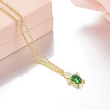 SLJELY 925 Sterling Silver Cubic Zirconia Cute Sea Turtle Pendant Necklace