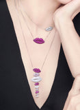 SLJELY 925 Sterling Silver Sexy Red Lip Pendant Necklace