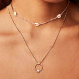 SLJELY 925 Sterling Silver Yellow Gold Circle Pendant Necklace