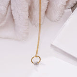 SLJELY 925 Sterling Silver Yellow Gold Circle Pendant Necklace