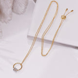 SLJELY 925 Sterling Silver Yellow Gold Circle Pendant Necklace