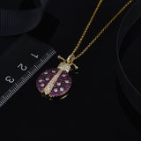 SLJELY 925 Sterling Silver Yellow Gold Color Red Ladybug Pendant Necklace