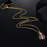 SLJELY 925 Sterling Silver Yellow Gold Color Red Ladybug Pendant Necklace