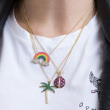 SLJELY 925 Sterling Silver Yellow Gold Color Red Ladybug Pendant Necklace