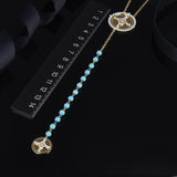 SLJELY 925 Sterling Silver Yellow Gold Color Round Turchese Zircon SOLSEIL Necklace