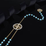 SLJELY 925 Sterling Silver Yellow Gold Color Round Turchese Zircon SOLSEIL Necklace