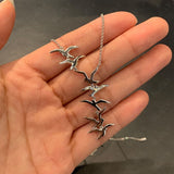 Designer Solid 925 Sterling Silver Swallows Necklace