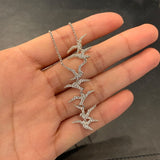 Designer Solid 925 Sterling Silver Swallows Necklace