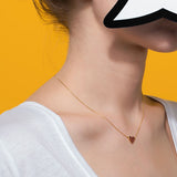 SLJELY S925 Sterling Silver Zircon Love Heart Necklace