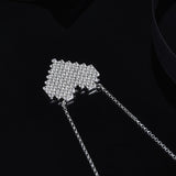 SLJELY 925 Sterling Silver Pixel Love Heart Pendant Necklace