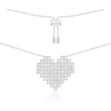 SLJELY 925 Sterling Silver Pixel Love Heart Pendant Necklace