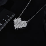 SLJELY 925 Sterling Silver Pixel Love Heart Pendant Necklace