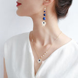 SLJELY Luxury 925 Sterling Silver Yellow Gold Color Lucky Eye Pearl Fish Pendant Necklace