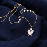 SLJELY Luxury 925 Sterling Silver Yellow Gold Color Lucky Eye Pearl Fish Pendant Necklace