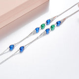 925 Sterling Silver Blue Stone Candy Long Chain Necklace Green Gems Cubic Zircon