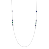 925 Sterling Silver Blue Stone Candy Long Chain Necklace Green Gems Cubic Zircon