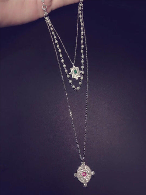 SLJELY Monaco Designer 925 Sterling Silver Jewelry Multilayer Chain Necklace