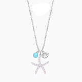 SLJELY Real 925 Sterling Silver Cute Blue Starfish Pendant Necklace