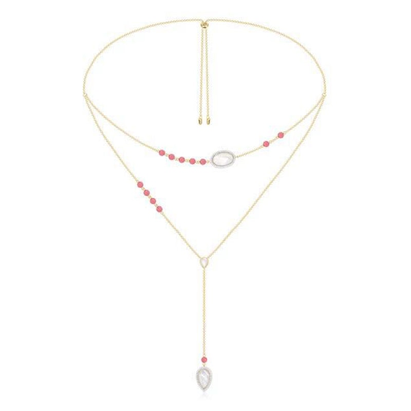 SLJELY Women Multi Layer Red Coral Necklace