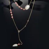 SLJELY Women Multi Layer Red Coral Necklace