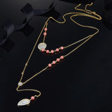 SLJELY Women Multi Layer Red Coral Necklace
