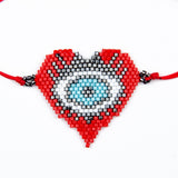 Shinus 5pcs/lot Red Heart Turkish Evil Eyes Bracelet