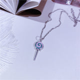 S925 pure silver blue lollipop necklace