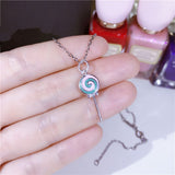 S925 pure silver blue lollipop necklace