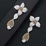 SisCathy Big Flower Drop Dangle Statement Earrings