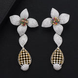 SisCathy Big Flower Drop Dangle Statement Earrings