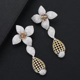 SisCathy Big Flower Drop Dangle Statement Earrings