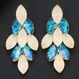 Siscathy Charms Statement Peacock Abalone Shell Big Drop Earrings