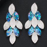 Siscathy Charms Statement Peacock Abalone Shell Big Drop Earrings