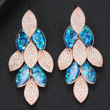 Siscathy Charms Statement Peacock Abalone Shell Big Drop Earrings