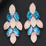 Siscathy Charms Statement Peacock Abalone Shell Big Drop Earrings