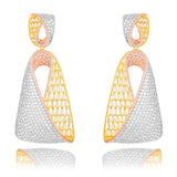 Siscathy Luxury Full Mirco Paved Cubic Zirconia Geometry Dubai Wedding Earrings