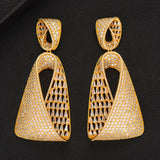 Siscathy Luxury Full Mirco Paved Cubic Zirconia Geometry Dubai Wedding Earrings