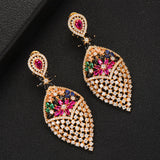 Siscathy Luxury Waterdrop Geometry Full Mirco Paved Cubic Zirconia Earrings