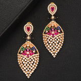 Siscathy Luxury Waterdrop Geometry Full Mirco Paved Cubic Zirconia Earrings