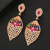 Siscathy Luxury Waterdrop Geometry Full Mirco Paved Cubic Zirconia Earrings