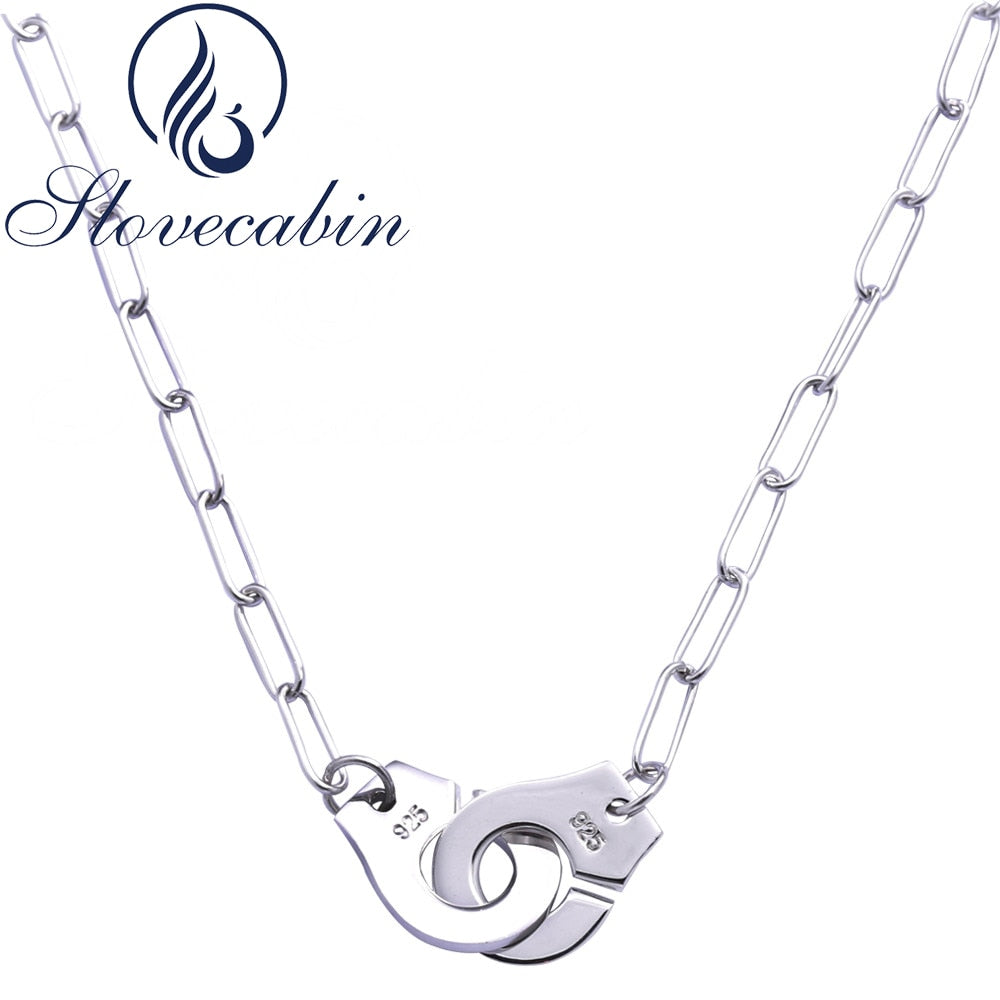 Slovecabin Sterling Silver Handcuff Pendant Necklace