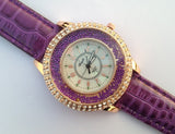 Sparkling Analog Ladies Quartz Crystal Dial Double Diamond Wristwatch