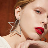 Star Earrings Punk Stud Earring Silvery Fully-jewelled Rhinestone Earrings