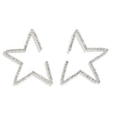 Star Earrings Punk Stud Earring Silvery Fully-jewelled Rhinestone Earrings