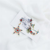 Statement Dangle Summer Beach Pentagram Moon Asymmetrical Earrings
