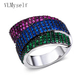 Summer Red Blue Green stones crystal rings