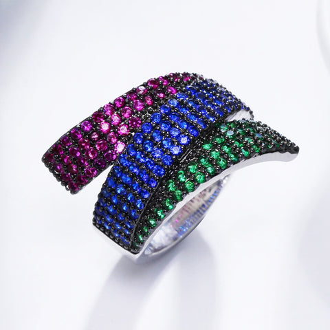 Summer Red Blue Green stones crystal rings