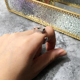 Titanium Steel Rhinestone Crystal Leopard Head Ring