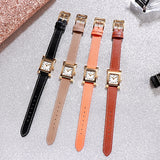 Simple Square Geneva Leather Analog Quartz Wrist Watch